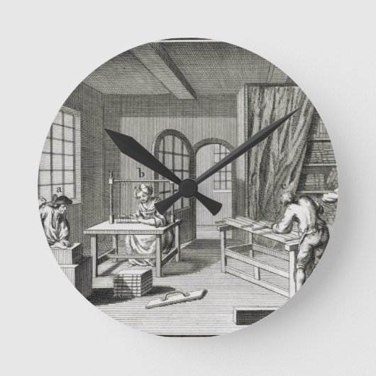 『百科事典集』の本屋のワークショップ ラウンド壁時計 (正面)