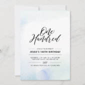 百 |第ミニマル100回バースデーパーティーの水彩 招待状 (正面)