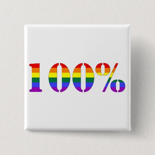 "百%" GLBTのプライドボタン 缶バッジ (正面)