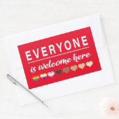 皆さん歓迎ここではすべて歓迎 長方形シール (封筒)