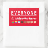 皆さん歓迎ここではすべて歓迎 長方形シール (バッグ)