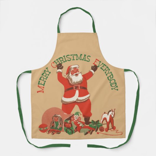 皆さん聖降誕祭お目出とう！ヴィンテージサンタクロース エプロン (正面)