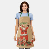 皆さん聖降誕祭お目出とう!ヴィンテージサンタクロース エプロン (着用した状態)