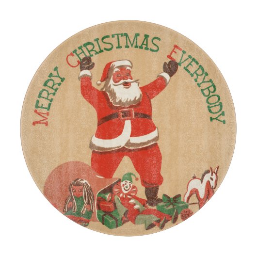 皆さん聖降誕祭お目出とう！ヴィンテージサンタクロース カッティングボード (正面)