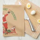 皆さん聖降誕祭お目出とう!ヴィンテージサンタクロース キッチンタオル (四つ折り)