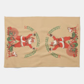 皆さん聖降誕祭お目出とう!ヴィンテージサンタクロース キッチンタオル (横)