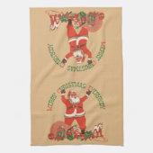 皆さん聖降誕祭お目出とう!ヴィンテージサンタクロース キッチンタオル (縦)