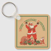皆さん聖降誕祭お目出とう！ヴィンテージサンタクロース キーホルダー (正面)