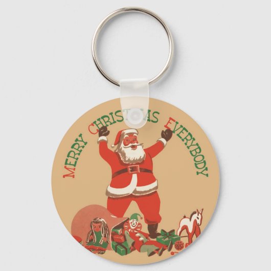 皆さん聖降誕祭お目出とう!ヴィンテージサンタクロース キーホルダー (正面)