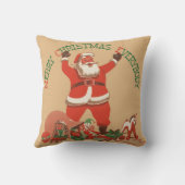 皆さん聖降誕祭お目出とう！ヴィンテージサンタクロース クッション (裏面)