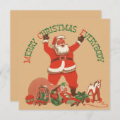皆さん聖降誕祭お目出とう!ヴィンテージサンタクロース シーズンカード (正面/裏面)