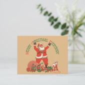 皆さん聖降誕祭お目出とう!ヴィンテージサンタクロース シーズンポストカード (スタンド正面)