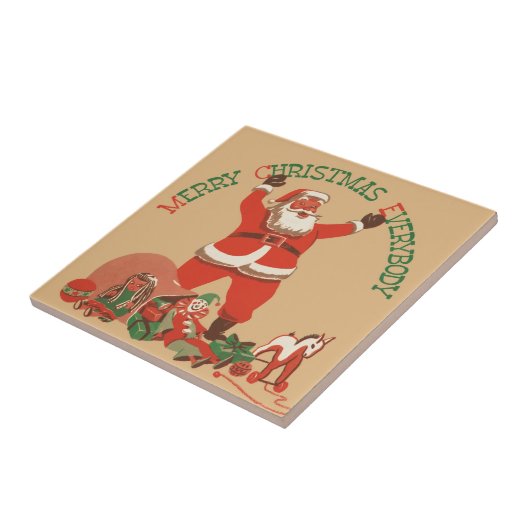 皆さん聖降誕祭お目出とう！ヴィンテージサンタクロース タイル (側面)