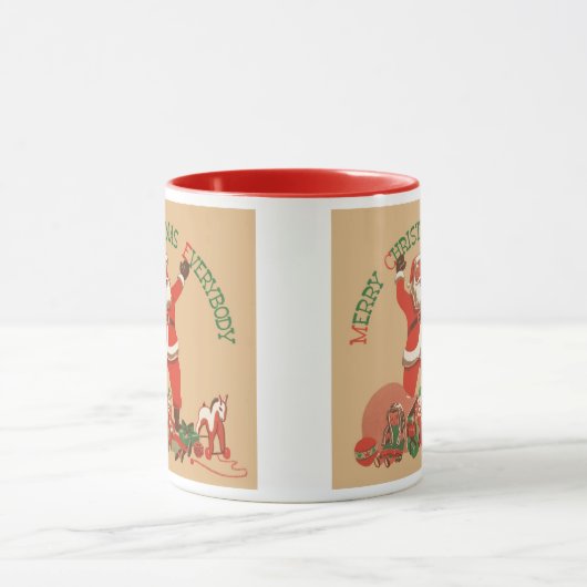 皆さん聖降誕祭お目出とう！ヴィンテージサンタクロース マグカップ (中央)