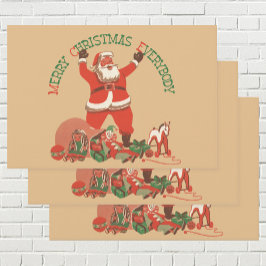 皆さん聖降誕祭お目出とう！ヴィンテージサンタクロース ラッピングペーパーシート