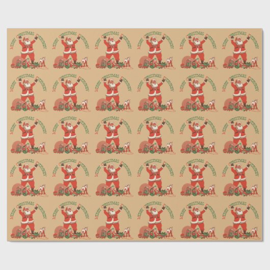 皆さん聖降誕祭お目出とう！ヴィンテージサンタクロース ラッピングペーパー (フラット)