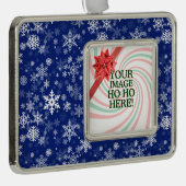 皆のための幸せな休日の雪片パターン シルバープレートフレームオーナメント (右)