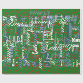 皆のための緑の雪片の赤 ラッピングペーパー (フラット)