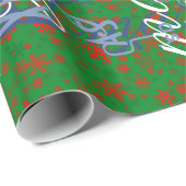 皆のための緑の雪片の赤 ラッピングペーパー (ロールコーナー)