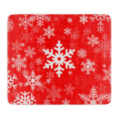 皆のための赤の休日の雪片のモチーフ カッティングボード (正面)