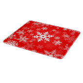 皆のための赤の休日の雪片のモチーフ カッティングボード (角)