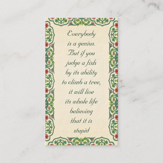 皆は天才です。 しかし魚を判断すれば 名刺 (正面)