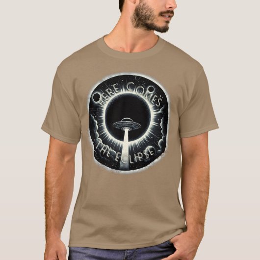 皆既日食がやってくる 2024年日食 Tシャツ (正面)
