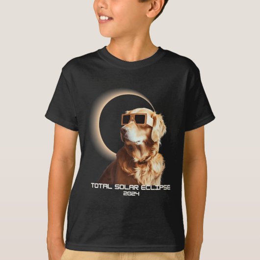 皆既日食とゴールデンレトリバー Tシャツ (正面)
