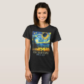 皆既日食と星空デザイン Tシャツ (正面フル)