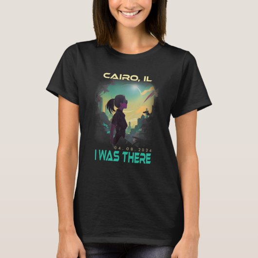 皆既日食の美少女 イリノイ州カイロ Tシャツ (正面)