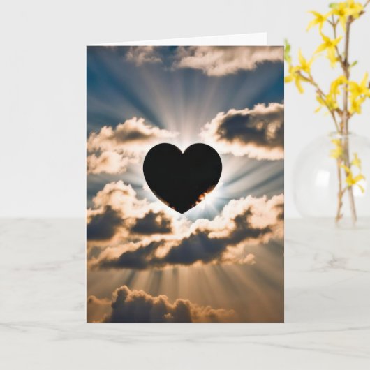 皆既日食ハート カード (黄色い花)