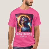 皆既日食 04 08 24 猿 天文学 L Tシャツ (正面)