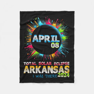 皆既食太陽のアーカンソー2024トータルカラフルット フリースブランケット