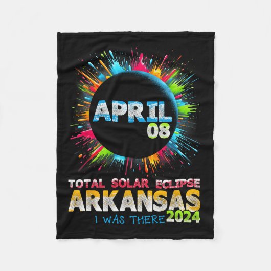 皆既食太陽のアーカンソー2024トータルカラフルット フリースブランケット (正面)