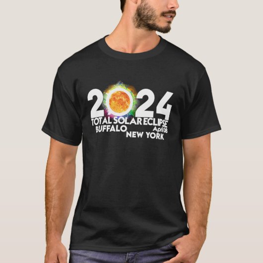 皆既食太陽のバッファローニューヨーク2024年4月8日 Tシャツ (正面)