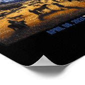 皆既食太陽のレトロ2024年4月8日天文学 ポスター (角)