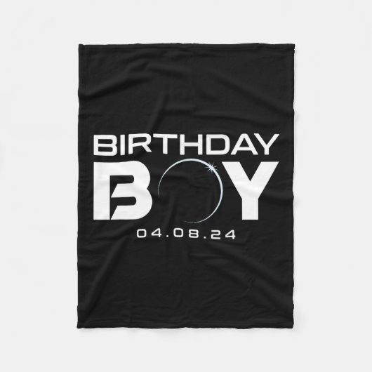 皆既食太陽の誕生日少年2024年4月8日 フリースブランケット (正面)