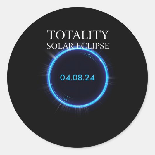 皆既食太陽の2024アメリカ040824天文学 ラウンドシール (正面)