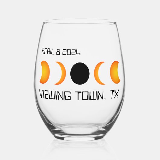 皆既食太陽の2024カスタム年記念 ステムなしワイングラス (正面)