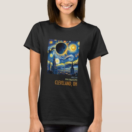皆既食太陽の2024クリーブランドOH Tシャツ (正面)