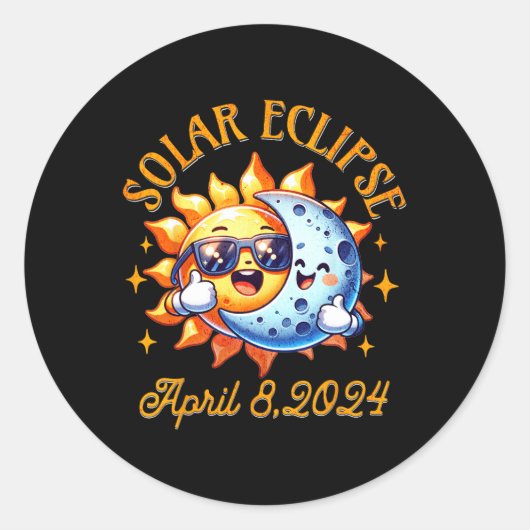 皆既食太陽の2024可愛い太陽のEclipse Kids T ラウンドシール (正面)