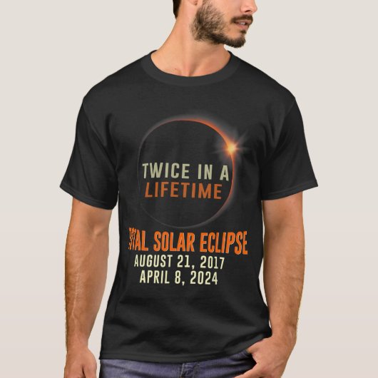 皆既食太陽の2024年の全能をリフトで2回食べる Tシャツ (正面)