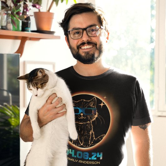 皆既食太陽の2024年猫食太陽の眼鏡 Tシャツ