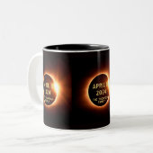 皆既食太陽の2024年4月8パーソナライズされた日 ツートーンマグカップ (正面左)