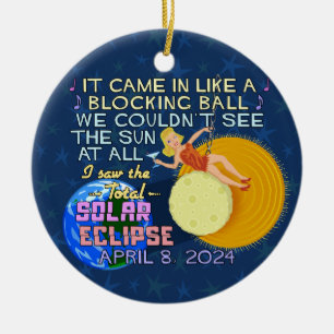 皆既食太陽の2024年4月8日アメリカおもしろい人 セラミックオーナメント