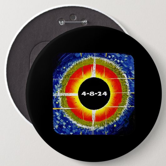 皆既食太陽の2024年4月8日トータリティアストロン 缶バッジ (正面&裏面)