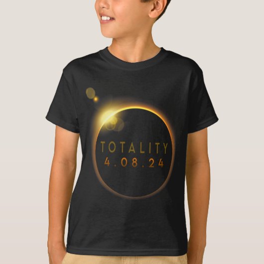 皆既食太陽の2024年4月8日全相合計3 Tシャツ (正面)