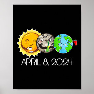 皆既食太陽の2024年4月8日月天文学Sp ポスター
