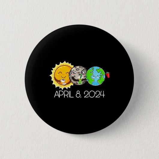 皆既食太陽の2024年4月8日月天文学Sp 缶バッジ (正面)