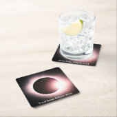 皆既食太陽の2024年4月8日月日 スクエアペーパーコースター (インサイチュ)